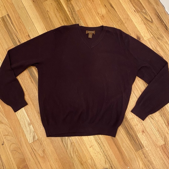Tasso Elba Mens Silk Cashmere Deep Maroon V-Neck Sweater XL Extra Large - Picture 1 of 3